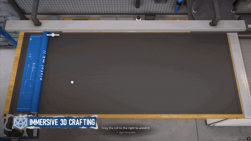 FiveM gun crafting: a Pistol Mk II assembled pin by pin on its blueprint, with X-ray view and a paint booth