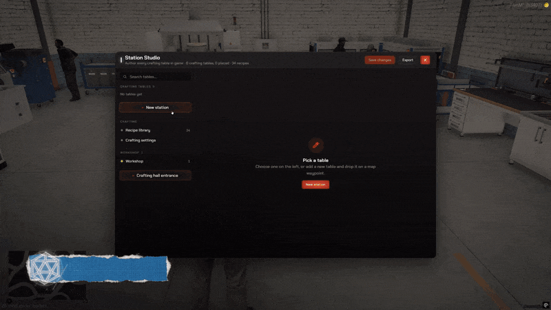 FiveM crafting station creator placing medic, mechanic, tech and jeweler benches anywhere in game