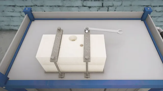 Two-part sand mould clamped shut