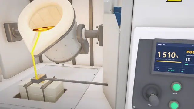 Molten metal poured into a sand mould