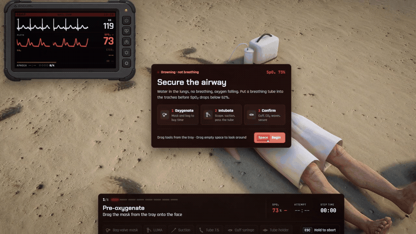 FiveM airway intubation with a video laryngoscope on a drowning victim