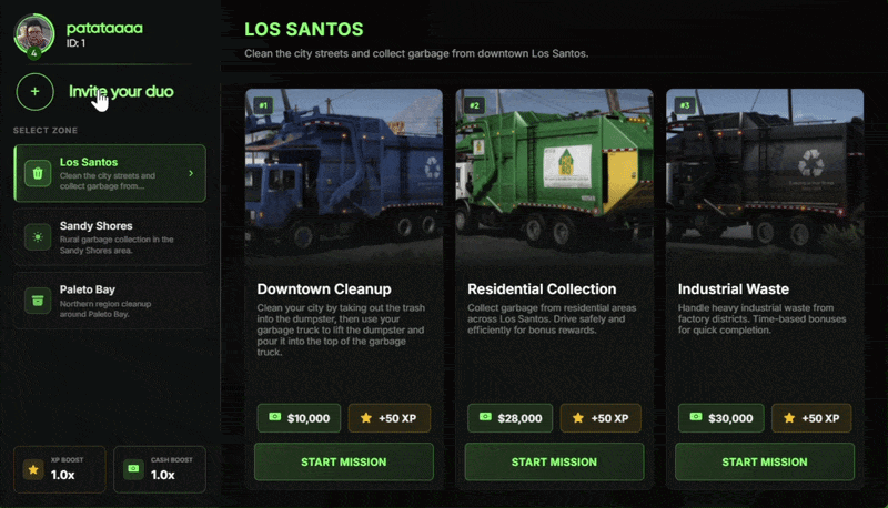 Garbage Job for FiveM, in game