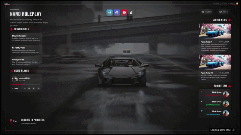 Loading Screen for FiveM, in game
