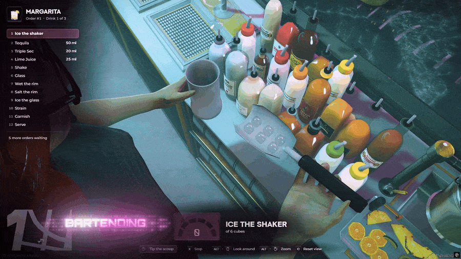 FiveM bartender script with a 3D bartending station making a Margarita