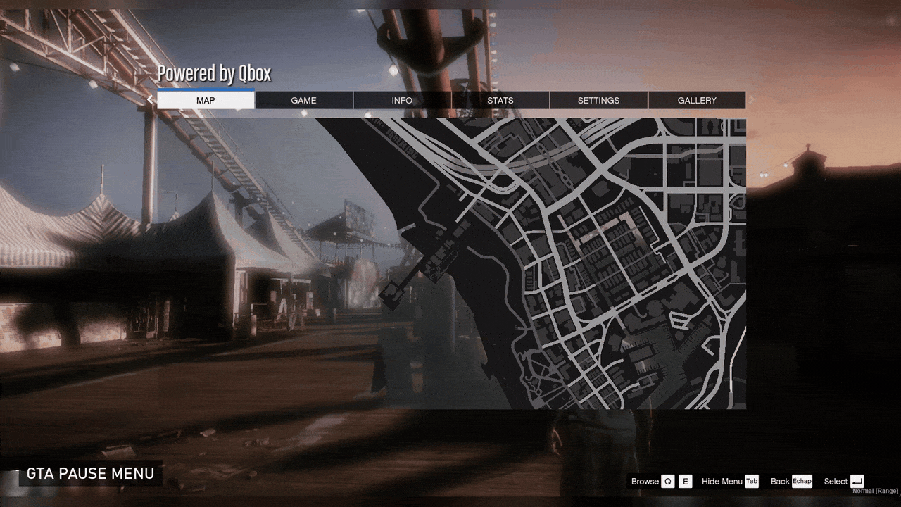 FiveM pause menu script replacing the grey GTA pause menu, before and after
