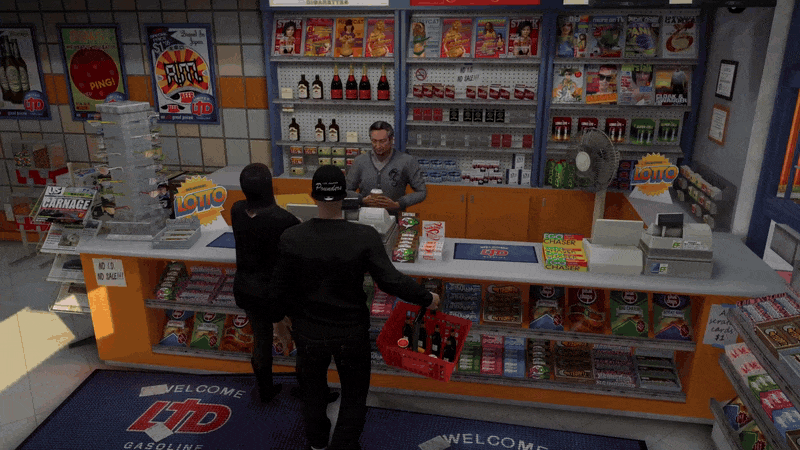 FiveM 24/7 store checkout: pay at the till with cash or bank, items go to ox_inventory