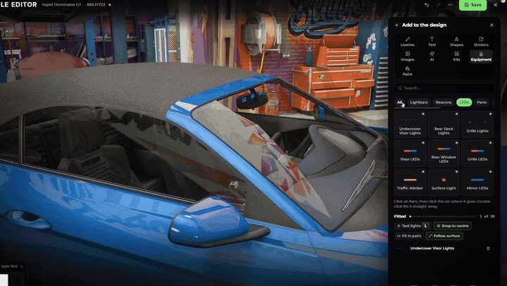FiveM police lightbar script: fitting lightbars and push bars to a car in game