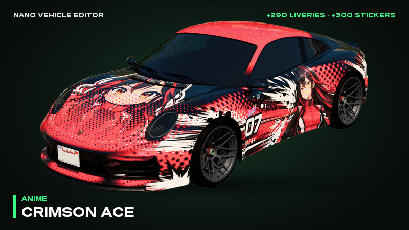 FiveM livery pack: anime itasha, JDM, racing and street liveries painted on cars in game